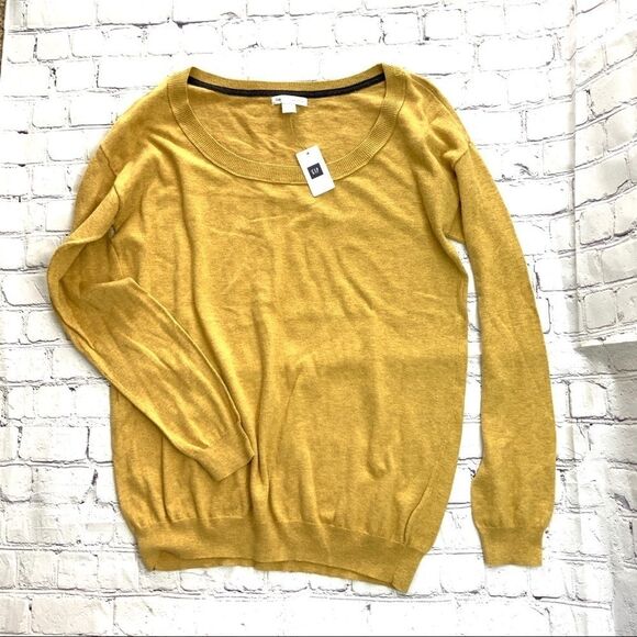 Gap Mustard 10% Silk Pull Over Sweater M - Picture 1 of 5